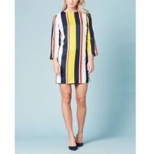 Boden Colorful Striped Tunic Top Silk Blend Zippered Dress Women's Size 12